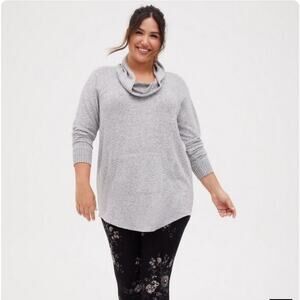 Torrid Super Soft Plush Cowl Neck Raglan‎ Long Sleeve Tunic Sweatshirt Size 6X